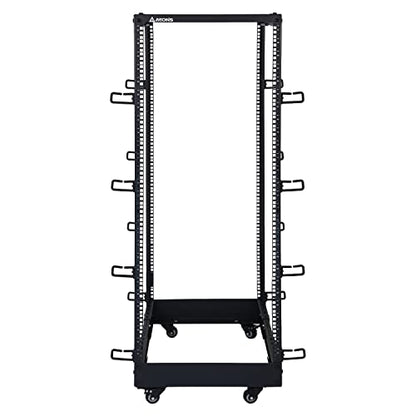 AEONS 27U 4-Post IT Open Frame Server Rack 19 Inch Depth-Adjustable (22" to 40") Network Equipment AV Gear w/Casters and Cable Management - style: 27U-4Post