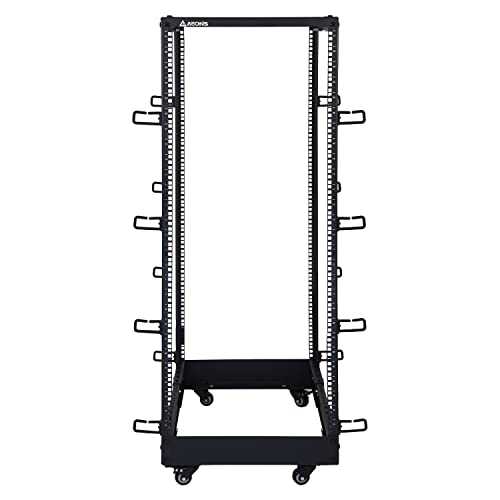 AEONS 27U 4-Post IT Open Frame Server Rack 19 Inch Depth-Adjustable (22" to 40") Network Equipment AV Gear w/Casters and Cable Management - style: 27U-4Post