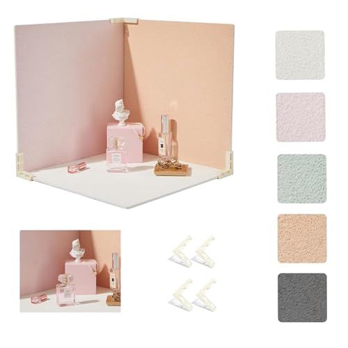 5PCS Photography Backdrop Boards with 4 Brackets, 16x16 Inch Coarse Sand Backdrop Board for Food Jewelry, Cosmetics and Ornaments Shooting - color: pearl shell/light pink/nude/light green/dark gray