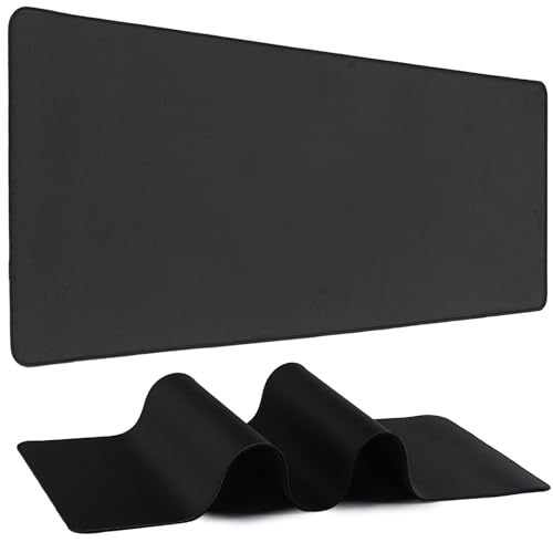 Mouse Pad Gaming - Desk Mat for Keyboard and Mouse - Black Large Mouse Pad for Desk, Mousepad (31.5 x 11.8inch) with Non-Slip Base, Desks Pad Mat for Gaming, Office and Home - color: Black, size: 31.5L x 11.8W inches