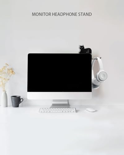 Monitor Stand, Puppy Tail Hook for Headphone, Saves Desk Space and Protects Headphones, Organizer Decorative Hanger for Hanging Keys Cables and More (Black (Cat)) - color: Black (Cat)