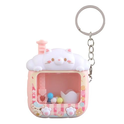 Aoekaff Mini Claw Machine Keychain Funny Tiny Arcade Games finger Toys Gifts for Bag Backpack Charm - color: Pink Cat