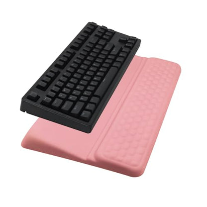 Computer Keyboard Stand Pad with Wrist Rest, Ergonomic Comfy Tilted Keyboard Stand Riser Holder Pad for Office Home (Pink) - color: Pink