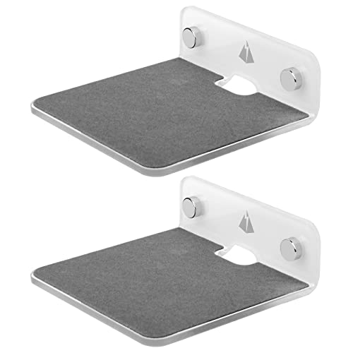 Floating Speaker Shelf - Small Wall Mount for Speakers, Webcams, Displays - Acrylic Shelf in Silky White & Transparent - color: Silky White & Transparent, size: Small