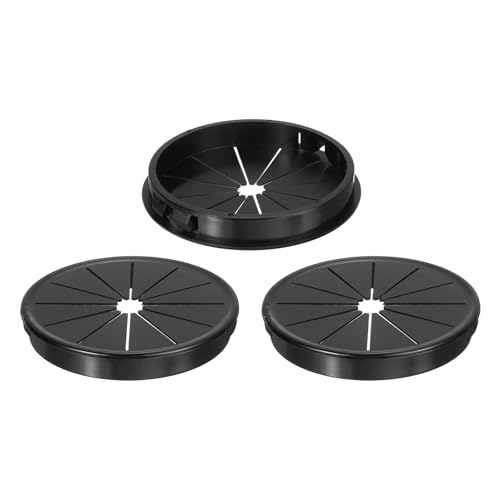 uxcell 3Pcs Desk Grommet Black, Snap Bushing Grommet with Shutter for Holes with 2.95"(75mm) Mounting, Round Nylon Snap in Cable Desk Grommet for Cables and Cords Management - size: 75mm
