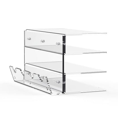 Keyboard Stand for Desktop 3 Layer Acrylic Stand Gaming Keyboard and Mouse Storage Thicken Dustproof Storage Holder Holds up 4 Keyboards,3 Mice,folder etc for Office,Home,School,Kitchen(Transparent)