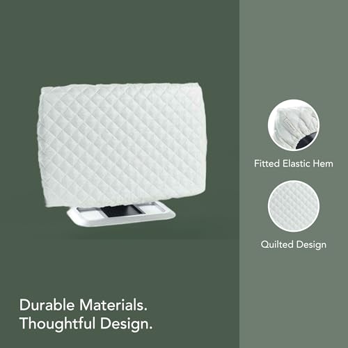 Covermates Quilted Monitor Cover for Computer Screens – Padded Dust Cover for Desktop Monitor, Washable Diamond Polyester Screen Protector with Elastic Hem, 17W x 2.5D x 13H, Cream
