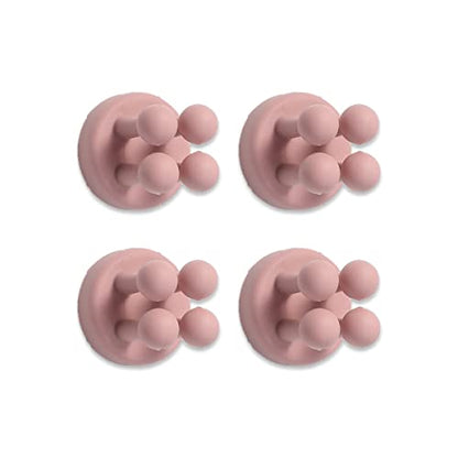 4 Pcs Silicone Waterproof Toothbrush Holders,Multi-Function Self Adhesive Hooks for Hanging Key Clothes Towel Cable for Kitchen Bathroom Home Office Pink - color: Pink