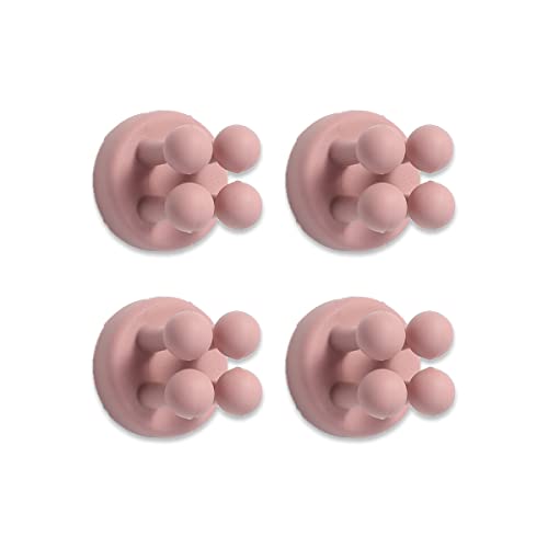 4 Pcs Silicone Waterproof Toothbrush Holders,Multi-Function Self Adhesive Hooks for Hanging Key Clothes Towel Cable for Kitchen Bathroom Home Office Pink - color: Pink