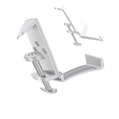 All Aluminum Foldable Headphone Holder - Universal Stand for Gaming PC Accessories, Under Desk Clamp Hook (Silver) - color: Silver