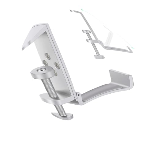 All Aluminum Foldable Headphone Holder - Universal Stand for Gaming PC Accessories, Under Desk Clamp Hook (Silver) - color: Silver