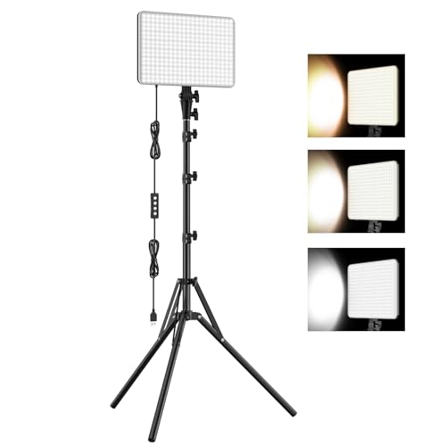 1-Pack LED Video Lighting Kit, Anautin 15W/1700Lux Photography Lighting with Tripod Stand, 2500-8500K Dimmable Streaming Light for Video Recording, Gaming, Podcast, Barber, Salon, TikTok, YouTube - size: 1-Pack, style: 15W Studio Light