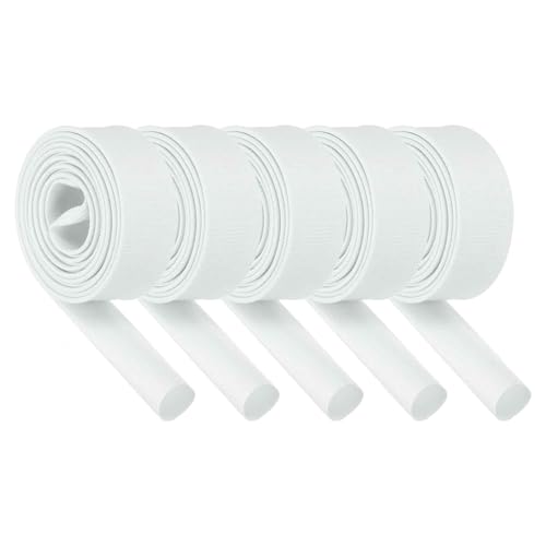 MECCANIXITY 5Pcs Wire Insulation Braid Fire Sleeve,6.6Ft-20mm ID White, High Temp Silicone Coated Fiberglass Sleeving for Automotive Hose Lines Electrical Wiring - color: White, size: 6.6Ft-20mm