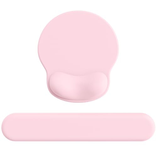 Laborio Ergonomic Mouse Pad with Wrist Rest for Desktop(2 Pack, Light Pink) | non-slip base, gel wrist support, mouse pads+wrist rest set, 10.6''L x 9''W large size - color: 2 Pack Light Pink