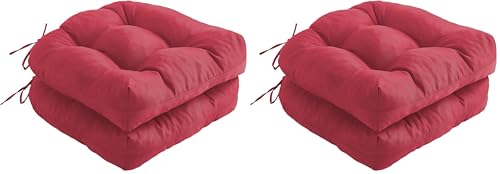 IPYNBAP Outdoor Chair Cushions Set of 2, Patio Chair Cushions with Ties, 19x19+5” Tufted Outdoor Seat Cushions, Waterproof Patio Furniture Cushions, Outdoor Dining Chair Pads, Burgundy (Pack of 2) - color: Burgundy, size: 19*19+5”/2pcs (Pack of 2)