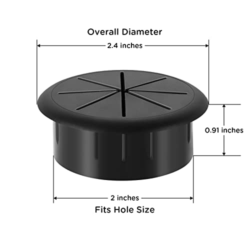 HYCC 2 Inch Desk Grommet Black, Desk Hole Cover for Cables, Flexible Cable Grommet - 5 Pack - color: Black, size: 2 Inch-Black