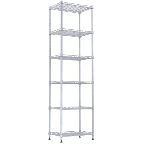 REGILLER 6 Wire Shelving Steel Storage Rack Adjustable Unit Shelves for Laundry Bathroom Kitchen Pantry Closet(Silver, 11.7" D x 16.8" W x 63" H) - color: Silver, size: 6tier 11.7"D x 16.8"W x 63"H