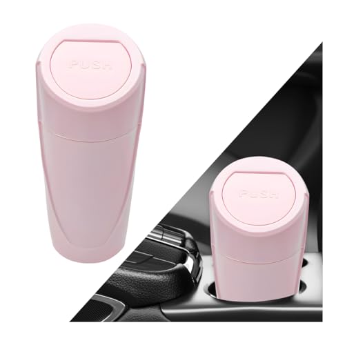 Car Trash Can with Lid, Mini Car Garbage Bin Leakproof Cup Holder Trash Can, Multipurpose Organizer Door Pocket Trash Cup Fits Auto Home Office, Universal Garbage Can (Pink) - color: Pink