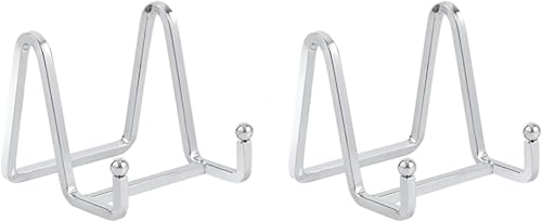 DIDUDIDU Plate Holder Easel Display Stand - Metal Plate Stands for Display - Tabletop Picture Stand - Silver Iron Easels for Display Pictures | Photo Frames | Book | Decorative Plates | Plaque - color: Silver 3 Inch-2