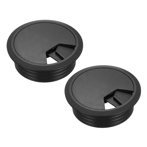 MECCANIXITY 2 Pcs Desk Grommet 2.4 Inch(60mm), Round Desk Cord Hole Cover Wire Cable Organizer for Home Office Computer Table Cables, Black - color: Black, size: 2.4 Inch(60mm)