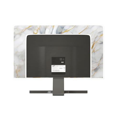 Golden and Gray Marble TV Covers 32 Inch Artistical Panel Case Television Screen Covers Sleeve Compatible with PC Desktop and LED LCD OLED TVs Anti-Static Dustproof Protective - color: gray and golden, size: 32 Inch