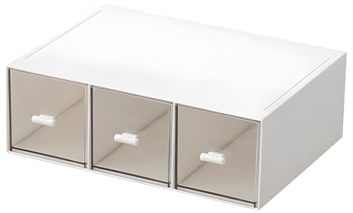 Desk Drawer Organizer, Stackable Storage Drawers, Plastic Compact Desk Storage Box Great for Office School Home Small Space - Large 3 Drawers (White) - size: 9*6.5*3inch - 3 Compartment