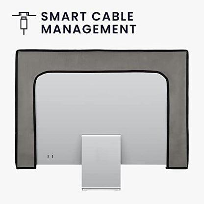 kwmobile Computer Monitor Cover Compatible with 24-26" monitor - Meow Cat Grey/Black
