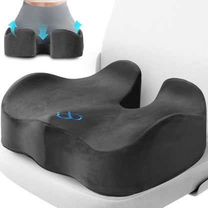 CushyOasis Seat Cushion, Gel Chair Cushions, Office Chair Cushions, Anti-Slip Bottom & Removable Cover Tailbone Pain Relief Cushion, Memory Foam Seat Cushion, 5.28 in Thick (Grey) - color: Grey, size: X-Large