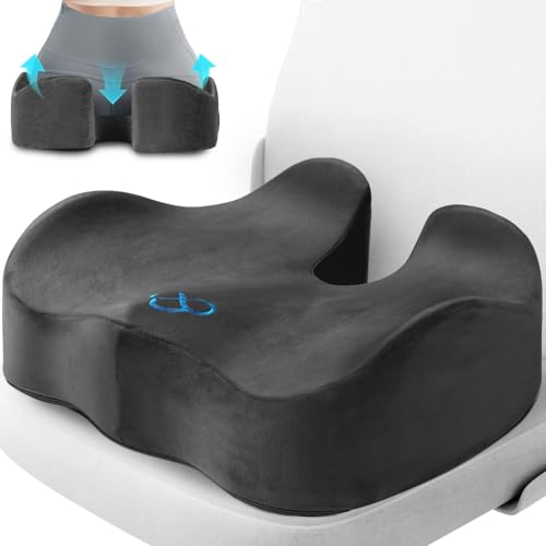 CushyOasis Seat Cushion, Gel Chair Cushions, Office Chair Cushions, Anti-Slip Bottom & Removable Cover Tailbone Pain Relief Cushion, Memory Foam Seat Cushion, 5.28 in Thick (Grey) - color: Grey, size: X-Large