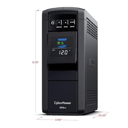 CyberPower CP850PFCLCD PFC Sinewave UPS Battery Backup and Surge Protector, 850VA/510W, 10 Outlets, AVR, Mini-Tower, UL Certified - size: 850VA, style: Mini-Tower