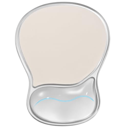 EooCoo Ergonomic Waterproof Mouse Pad with Gel Wrist Rest Support | Middle Concave Design, Leather Mouse Pad, Relieve Wrist Pain, Non-Slip Base, Office Desk Accessories, Non-Slip Base - color: Transparent White