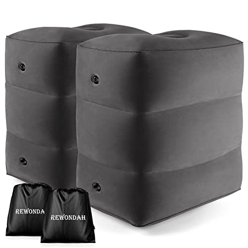 [2-Pack] Rewondah Inflatable Foot Rest Airplane, Kids Airplane Bed | Adjustable Height Travel Foot Rest Pillow | Toddler Flights Seat Extender | Inflatable Foot Rest for Air Travel Flights Train, Car