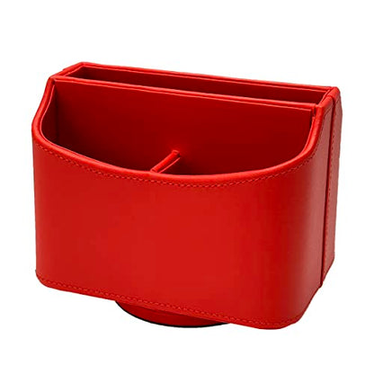 UnionBasic Rotating Desk Organizer, 360 Desk Spinning Caddy, Desktop TV Guide/Mail/Media/Remote Controller Holder Organizer, Red - color: Red