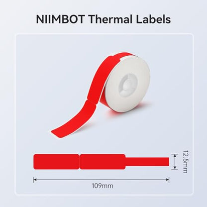 NIIMBOT Red Cable Labels for D11/D110/D101 Label Maker, 0.49'' x 4.29''(12.5mm x 109mm), Thermal Label Tape for Home Office Labeling Tape Replacement - color: 12.5mmx109mm-red Cable