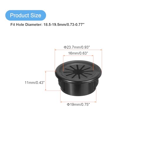 uxcell 30Pcs Cable Grommets, Snap Bushing Grommet for Holes with 0.75"(19mm) Mounting, Round Nylon Snap in Cable Desk Grommet for Cables and Cords Management, Black - size: 19mm