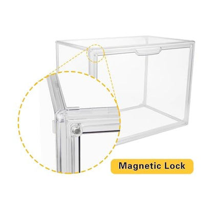 GUDEMAY Large Clear Stackable Plastic Storage Bins with Door, Dustproof Figures Collectibles Display Case, Football & Motorcycle Helmet Showcase, Basketball, Memorabilia Organizer Box (XL, Count, 1) - size: XL