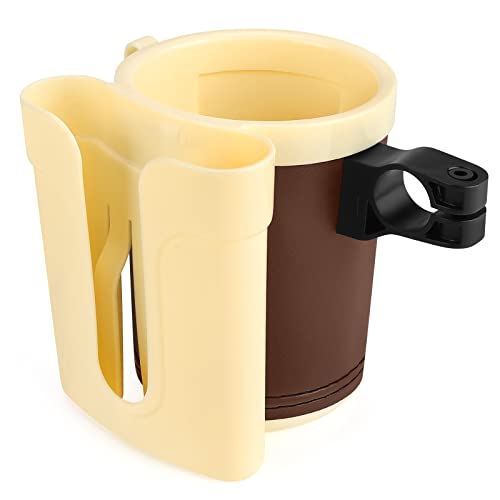 Accmor 3-in-1 Bike Cup Holder with Cell Phone Keys Holder, Bike Water Bottle Holders, Universal Bar Drink Cup Can Holder for Bicycles, Motorcycles, Scooters, Yellow Brown - color: Gream Yellow Brown