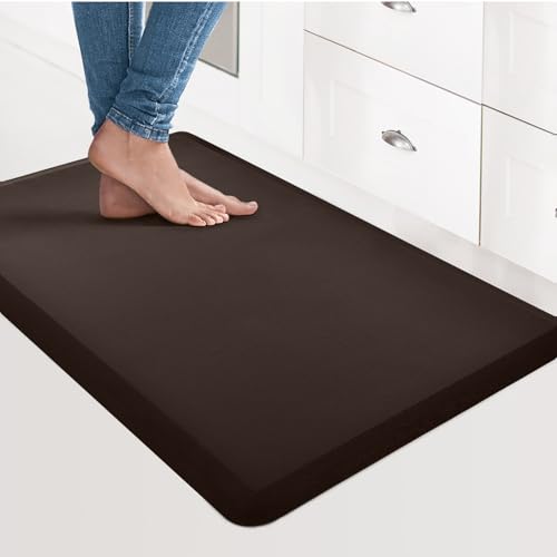 Art3d Anti Fatigue Mat - 1/2 Inch Cushioned Kitchen Mats - Comfort & Non Slip Cushion for Standing Desk, Office or Garage Floor (17.3"x28", Chocolate) - color: Chocolate, size: 28"L x 17.3"W x 0.5"Th