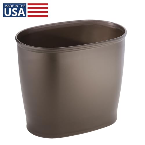 iDesign Slim Plastic Bathroom Trash Can, Small Garbage Bin for Bedroom, Office, Desk, Dorm, Bronze (Pack of 2) - size: 12" x 8" x 10" (Pack of 2)