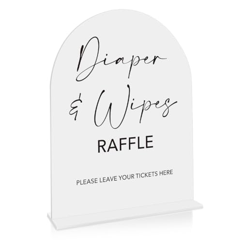 Diaper and Wipes Raffle Sign, Baby Shower Diaper and Wipes Game Sign, Shower Reception Event Party Table Desk Acrylic Decor 8x10 Inch - color: Diaper Wipes Raffle