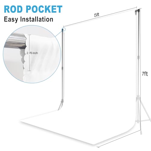 White Photography Backdrop for Photoshoot, Fabric, 5x7 FT | Versatile Studio Photo Backgrounds, Easy to Install, for Portraits Shooting, Party Decor, Live Streaming, Video Recording - color: White, size: 5X7 FT