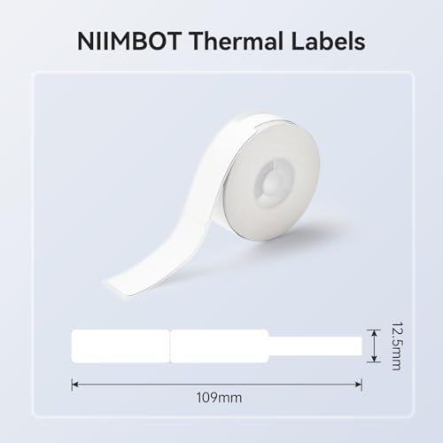 NIIMBOT White Cable Labels Maker Tape for D11/D110/D101 Label Maker, 0.49'' x 4.29''(12.5mm x 109mm), Thermal Label Tape for Home Office Labeling Tape Replacement - color: 12.5mmx109mm-white Cable