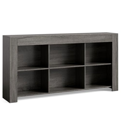 LITTLE TREE TV Stand with Storage, 63-Inch Entertainment Center with Shelves, Modern Media Console for Television up to 65" for Living Room, Bedroom, Grey + Black - color: Grey + Black
