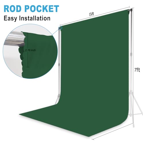 Dark Green Photography Backdrop for Photoshoot, Fabric, 5x7 FT | Versatile Studio Photo Backgrounds, Easy to Install, for Portraits Shooting, Party Decor, Live Streaming, Video Recording - color: Dark green, size: 5X7 FT