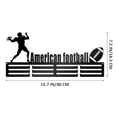 Resama Medal Hanger Holder Display Wall Rack Frame Shelf-Medal Hanger Awards Ribbon Soccer,Gymnastics,Holder Display Rack for 60 Medals - color: American FootBall