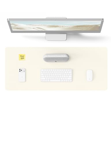 YSAGi Leather Desk Pad Protector, Office Desk Mat, Large Mouse Pad, Non-Slip PU Leather Desk Blotter, Laptop Desk Pad, Waterproof Desk Writing Pad for Office and Home (Cream, 23.6" x 13.8") - color: Cream, size: 23.6" x 13.8"
