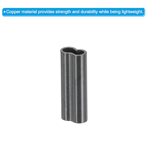 PATIKIL 3/64" 1.2mm Wire Rope Loop Sleeve 100 Pcs Copper Double Ferrule Duplex Crimping Loop Sleeve for Wire Rope Cable Fittings Rigging Fishing Wire,Black - size: 3/64"