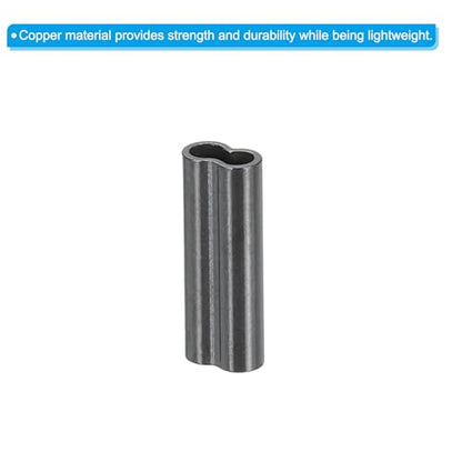 PATIKIL 3/64" 1.2mm Wire Rope Loop Sleeve 100 Pcs Copper Double Ferrule Duplex Crimping Loop Sleeve for Wire Rope Cable Fittings Rigging Fishing Wire,Black - size: 3/64"