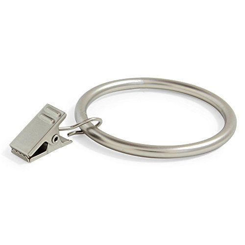 Ivilon Curtain Rings - Set of 14 Decorative Drapery Rings Curtain Clip Rings with Strong Clips 2" Diameter - Color Satin Nickel - color: Satin Nickel, size: Set of 14 (2")