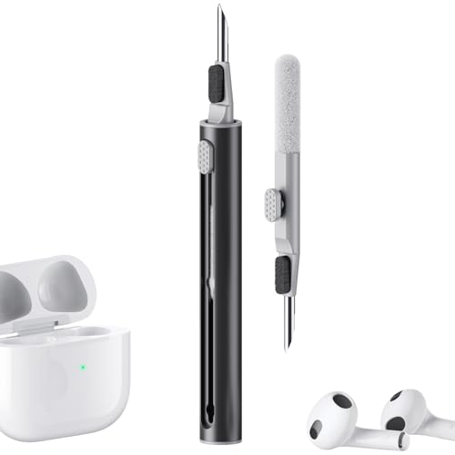 Hyashee Cleaner Kit for Airpods Pro 1 2 3 Multi-Function Cleaning Pen with Soft Brush Flocking Sponge for Bluetooth Earphones Case Cleaning Tools Black - color: Black